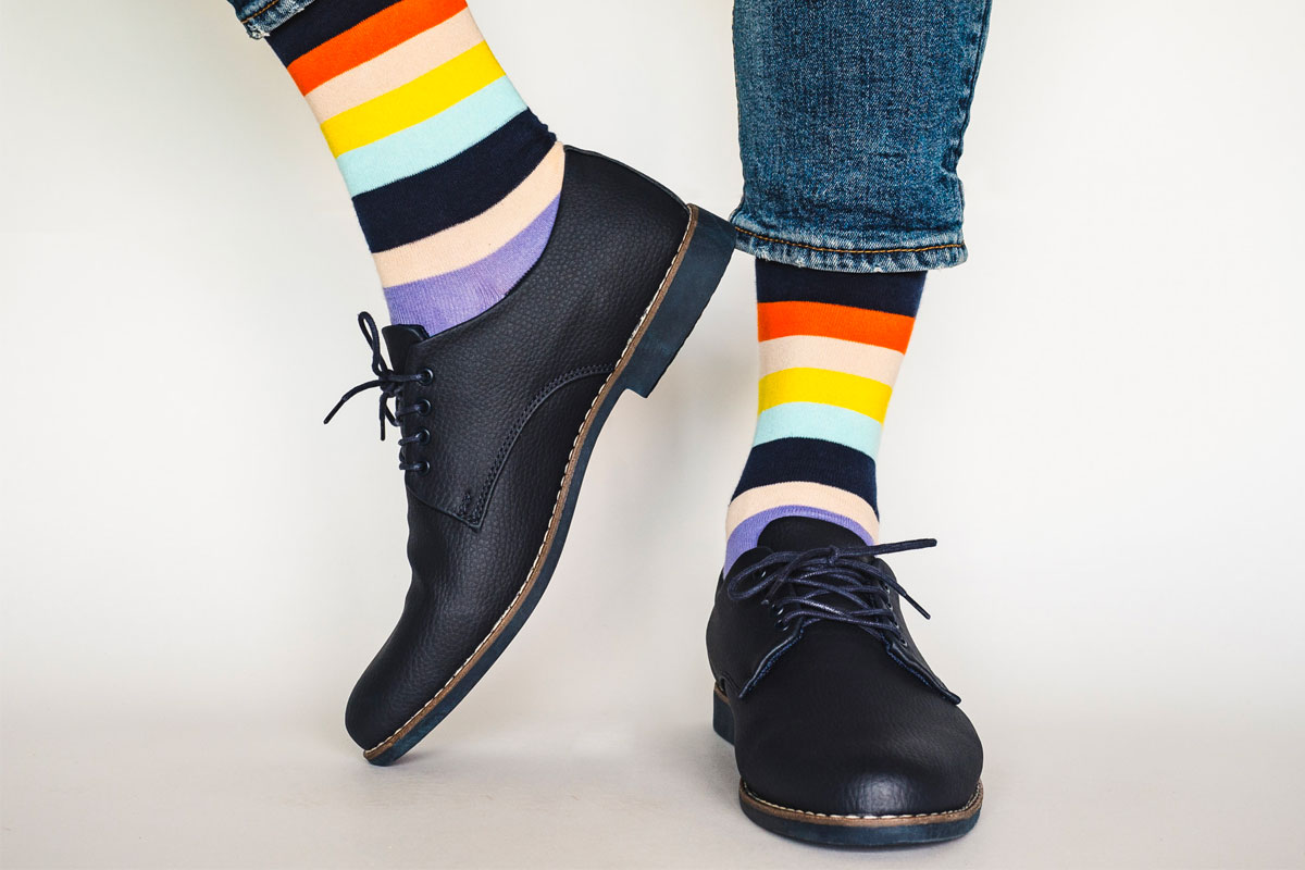How To Rock Colorful Socks With Black Leather Shoes