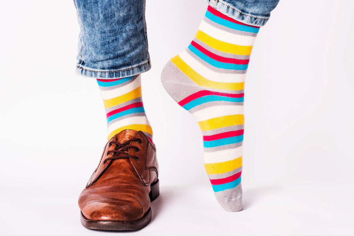 Colorful Socks Look Best With Brown Shoes